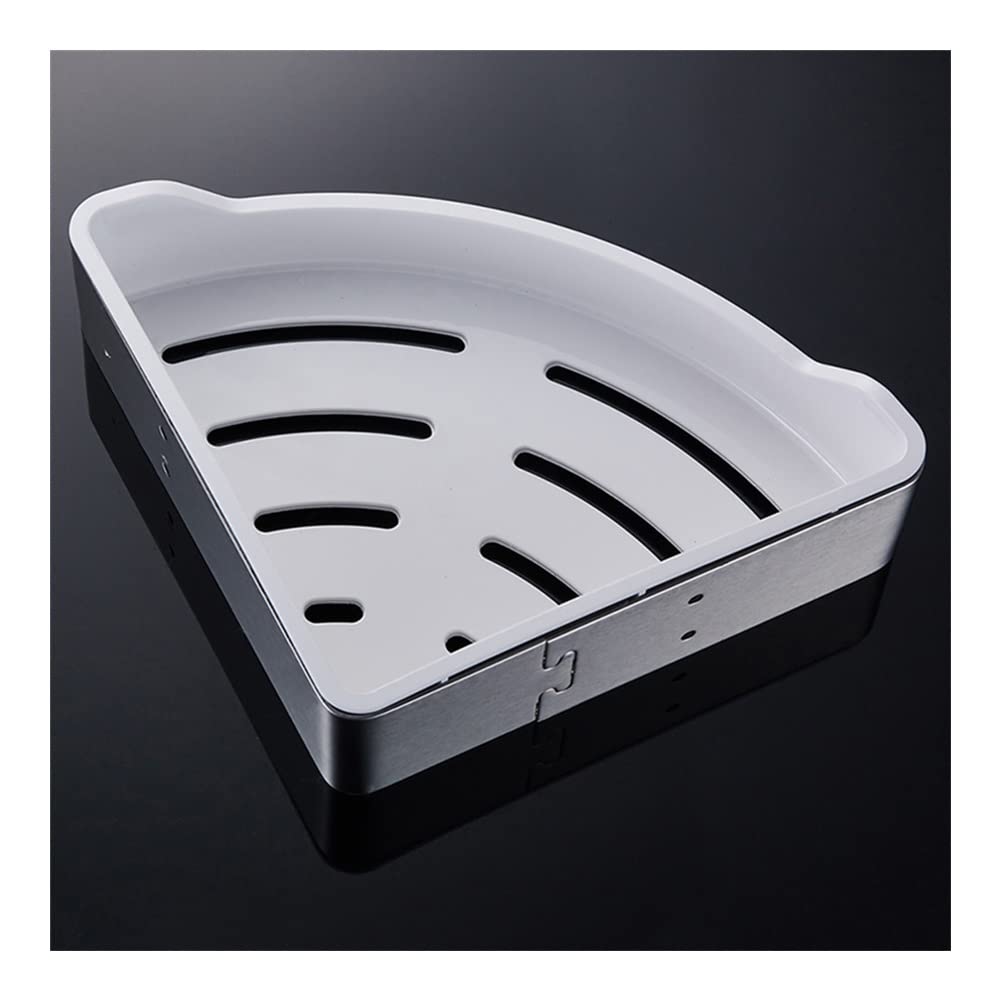 Estantes de baño exquisitos Caddy de ducha de acero inoxidable dorado y baño de plástico ABS, estante de carrito de ducha triangular de montaje en pared de níquel cepillado, accesorios de baño Estante