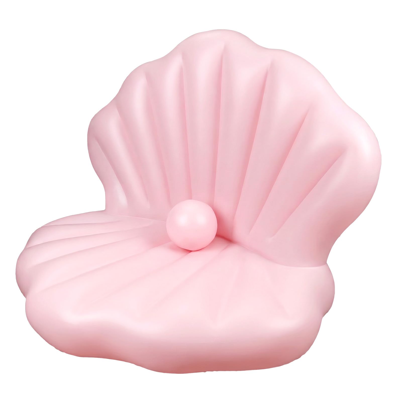 BOXOB Bouée Piscine Coquillage 144cm, Bouée Plage Géante Gonflable Renforcée en Forme Coquillage avec Boule Perle pour Bronzer Enterrement Vie Jeune Fille Décoration Fête Piscine (Rose)