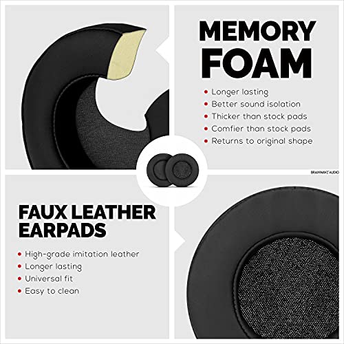 Image of Brainwavz Round Replacement Memory Foam Earpads - Suitable for Many Other Large Over The Ear Headphones - Sennheiser, AKG, HifiMan, ATH, Philips, Fostex, Sony (Black)
