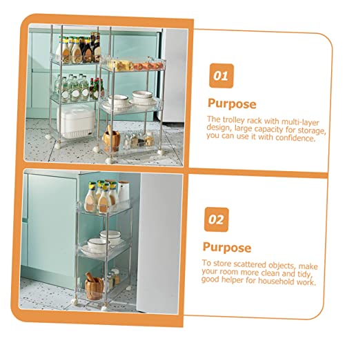 Chariot de rangement portable à 3 niveaux plastique mobile multi-usage maison - 8