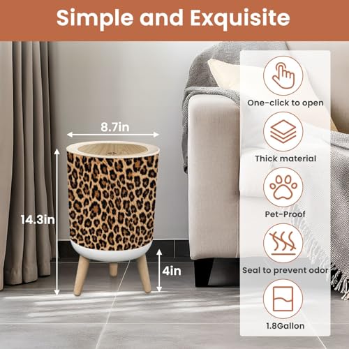 Caneca de basura de baño con tapa y estampado safari 7L miniatura 2