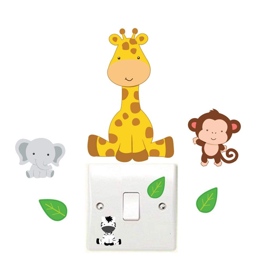 Stickers On Your Wall Light Jungle Animals With Leaves Switch Wall Stickers Children's Bedroom Playroom Perfect For Any Themed Room