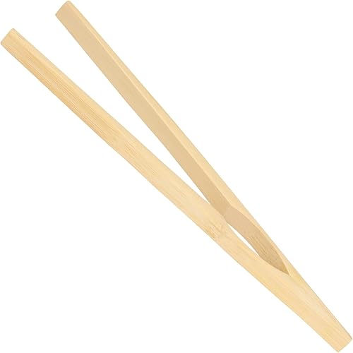 BambooMN Pinzas reutilizables de bambú natural de 7.5 pulgadas, pinzas para tostadas, 3 unidades