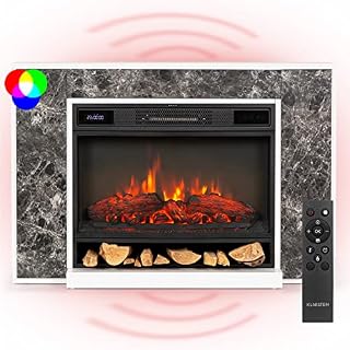 Klarstein Electric Fireplace, Electric Fire and Surround Mantel Suite, 1900W LED Flame Fire Place with Remote Control, Timer, and Auto Temperature Control, Indoor Log Effect Wood Burner, Fan Heater