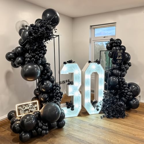 145pcs Black Balloons Different Sizes 18" 12" 10" 5" Black Latex Balloon Garland Arch Kit for Birthday Baby Shower Wedding Engagement Bachelorette Bridal Anniversary Graduation Party Decorations - Image 5