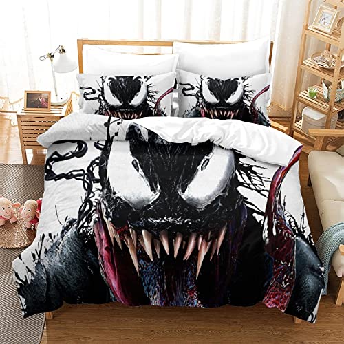 Venom Juego De Ropa De Cama 3D para Movie Posters,Funda De Almohada,3 Piezas,con Cremallera...