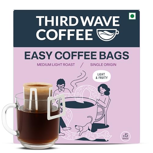 Image of THIRD WAVE COFFEE, Easy Coffee Bags, Dark Roast, (Single Origin Baba Budangiri, 5 Bags)