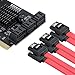 immagine 5MZHOU Scheda PCIe Sata X4 di Espansione a 6 Porte, Chip ASM1166 a 6 Porte, Supporta 6 Dispositivi Sata 3.0 Convertitore Adattatore Integrato per PC Desktop
