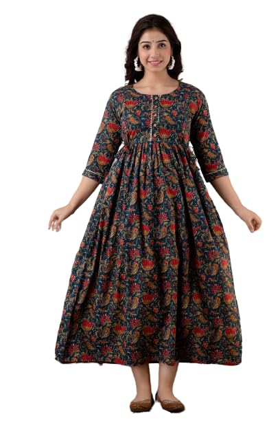 The Moon Star Women's Cotton Floral Printed Anarkali Maternity Feeding Kurti | Breastfeeding Dress for Mothers | Zipper Feeding Kurti, Nursing Kurti, Comfortable and Trendy Maternity Wear-image-19
