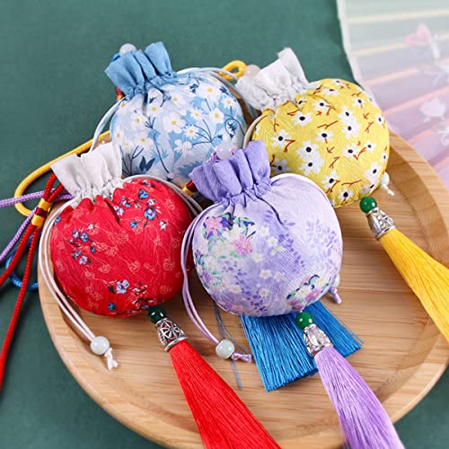 10 bolsas chinas de tela con cordón para joyas miniatura 6
