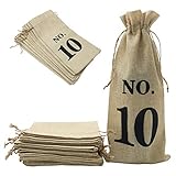 Contenido del paquete: el paquete incluye 10 bolsas de vino de arpillera, adecuadas para usar, ideal para manualidades y decoración. Nota: También tenemos bolsas de vino n.º 11-NO.20 disponibles (ASIN: B082V8H32Y). No dudes en comprar si lo necesitas