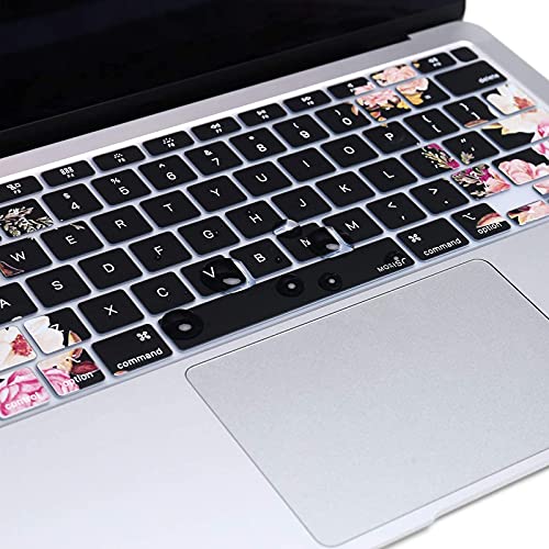 Mosiso MO-KC-NWST20-13ARM-BKPEONY-H135 Peony Keyboard Cover Only Compatible With Macbook Air 13 Inch 2021 2020 Release A2337 M1 A2179 Retina Display With Touch Id Backlit Magic Keyboard, Waterproof Protective Silicone Skin thumb #4