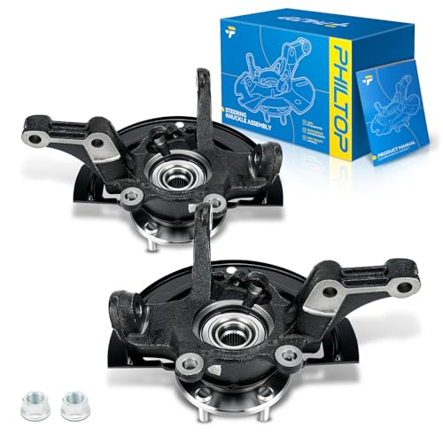 PHILTOP 2 x Front steering knuckle and hub assembly Compatible with 2002-2006 Nissan Altima,Passenger and Driver Side