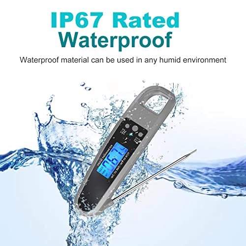 Hoseili Instant Read Meat Thermometer For Grill And Cooking. Best Waterproof Ultra Fast Thermometer With Backlight & Calibration. Digital Food Probe For Kitchen, Outdoor Grilling And Bbq,Wdd3 #TOP1