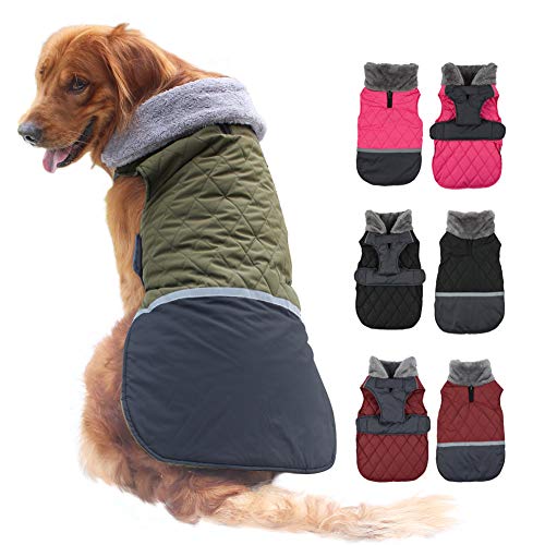 EMUST Dog Winter Coat, Reversible Fleece Dog Coat for Small Dogs, Windproof Warm Dog Jacket, Dog Clothes for Small Dogs Boy Girl, XS
