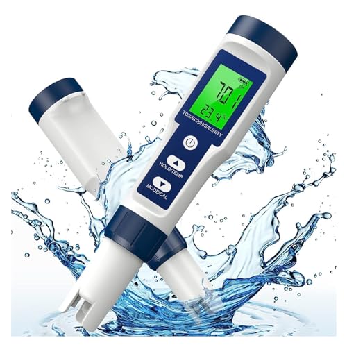 Medidor de agua 5 en 1, medición de pH, TDS, CE, temperatura y sal para agua potable, piscinas y acuarios