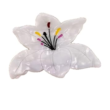 Lily Claw Clips,White Lily Hair Clips,Lily Hair Clip,Flower Hair Clip,Cellulose Acetate Hair Clips,Small Claw Clips for Women Lily