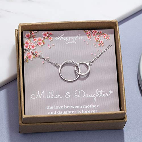 Mother Daughter Gifts, Sterling Silver 2 Circle Mother Daughter Necklace, Mom Birthday Gifts, Mother's Day Jewelry2