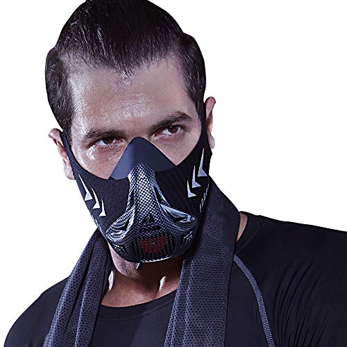 FDBRO Face Cover pour l'entraînement Cardio respiratoire Sportif, Le Fitness, la Course, Le Cyclisme (Couverture en Fibre de Carbone en Tissu Noir, M)