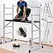 Support d'échelle multifonction transformable en échelle en livre et en appui, hauteur de plate-forme réglable avec roues et ringue, Charge 150 kg en aluminium