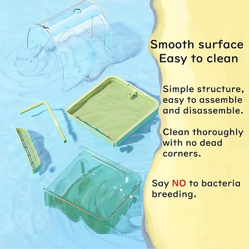 Image of Bird Bath for Cage Parakeets, Indoor Cockatiel Bathtub Shower with Pump, Parrots Shower Accessories for Birdcage, Parrot Bathtub with Shower Running Water for Finches, Canaries, Lovebirds (Green)
