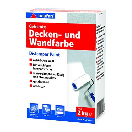 Baufan Geleimte Decken und Wandfarbe, Trockenfarbe, 2 kg, Weiß