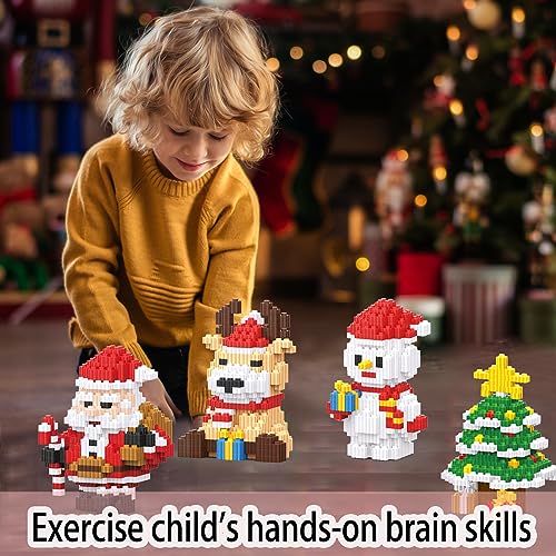 Image of 2023 Building Blocks Christmas Toys Sets 4 in 1 Micro Blocks Stacking Toy New Toys Holiday Present Box New Year Birthday Gifts for Kids 6-12 Years Old Girls and Boys (4IN1)