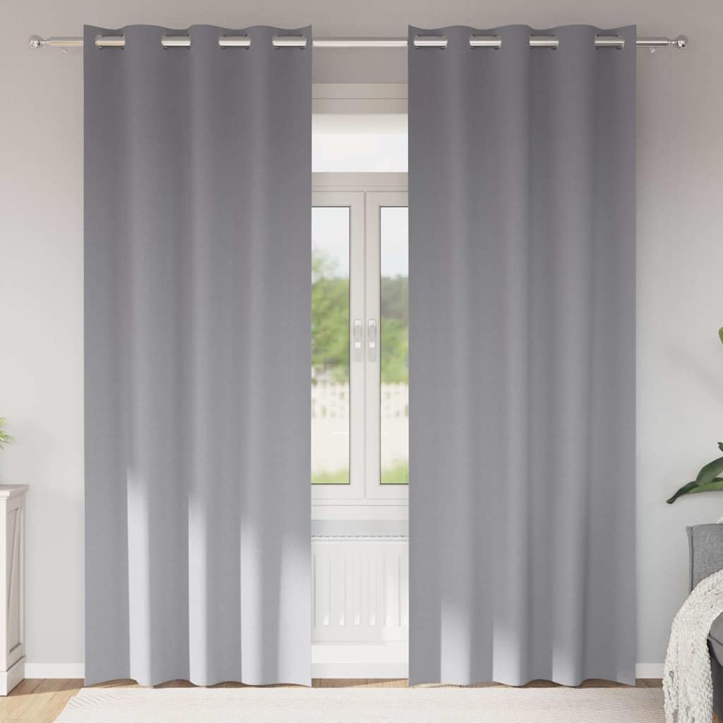 Zasłony zaciemniające z pierścieniami, jasnoszare, 2 sztuki, 245 x 140 cm, poliestrowe firanki z 4 metodami zawieszania, do salonu, sypialni, biura, ochrona przed światłem i ochrona