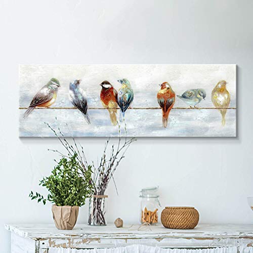 Tar Tar Studio Bird Canvas Wall Art Painting: Abstract Animal Artwork Picture For Living Room (36''W X 12''H, Multiple Sizes) #TOP2