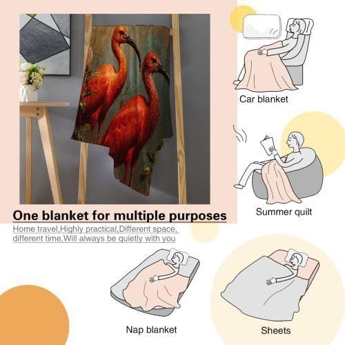 Manta tamaño King con flamencos rojos, manta de franela de alta calidad de 86 x 94 pulgadas, se adapta a camas tamaño King como cubrecolchón o capa cálida, cobertura completa, lujo de hotel en
