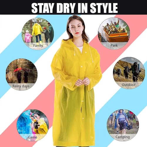 Image of EVA Waterproof Rain Coat Hooded Universal Outdoor Water Resistant Portable Suit for Men Women Boys & Girls