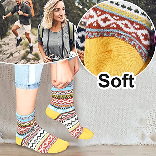 Image of YANGYANG 5 Pairs Winter Warm Thick Crew Knit Socks for Women, Christmas Gifts, Stocking Stuffers