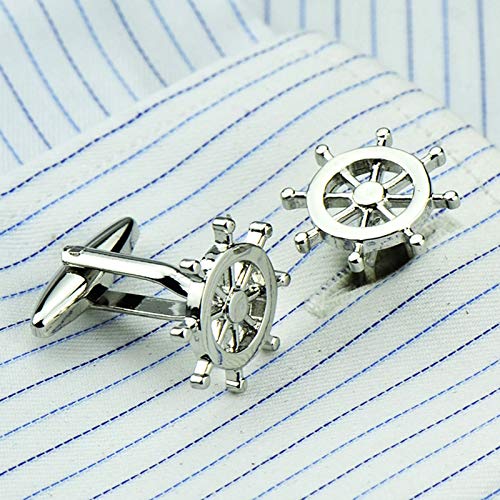 Mancuernillas Plateadas Rudder para Hombre miniatura 2