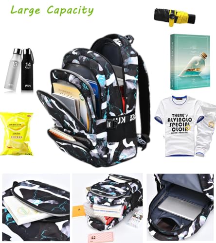 Image of Ladyzone Camo School Backpack Lunch Box Set Lightweight Schoolbag Travel Camp Outdoor Daypack