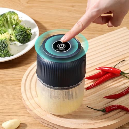 Electric Garlic Chopper, USB Electric Mini Food Chopper, Portable Mini Food Processor Vegetable Masher Rechargeable Easy to Clean for Kitchens, Travel, Camping 300ml Limited Time Deal #4