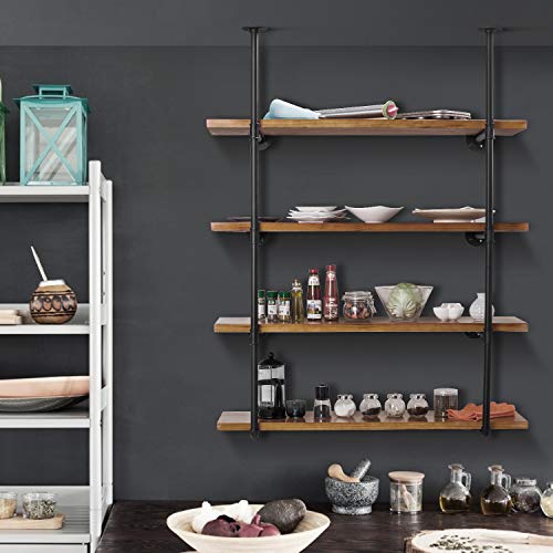 Elibbren Industrial Pipe Shelf Kit, Retro Wall Mount Shelving Floating Bracket, Iron Pipe Bookshelf DIY Kitchen Office Wall Shelves(2 Pcs, Hardware Only) - Thumbnail 4