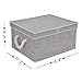StorageWorks Storage Baskets with Lid and Handles, Decorative Closet Storage Boxes, Storage Organizer for Shelf, 2-Pack, Gray