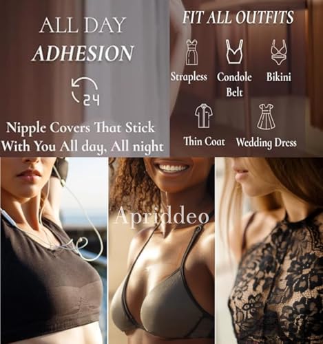 Image of Apriddeo Seamless Grippy-not-sticky Non-Adhesive 2 Pairs Nipple Covers Reusable Pasties