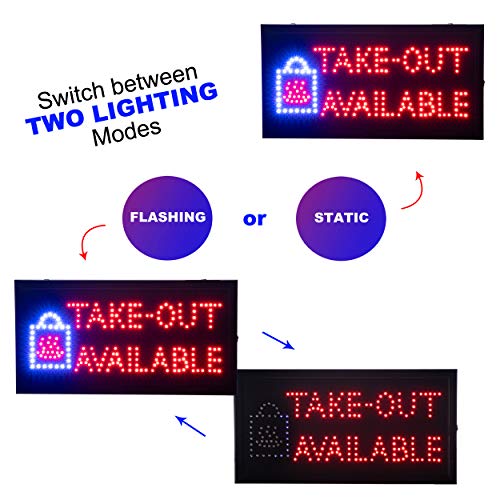 Ultima Led Neon Take-Out Available Sign For Restaurants: Lighted Sign With Static And Flashing Modes – Indoor Electric Light Up Signs For Food Trucks, Coffee Shops, Bars And Cafes (19 X 10 In) #TOP2