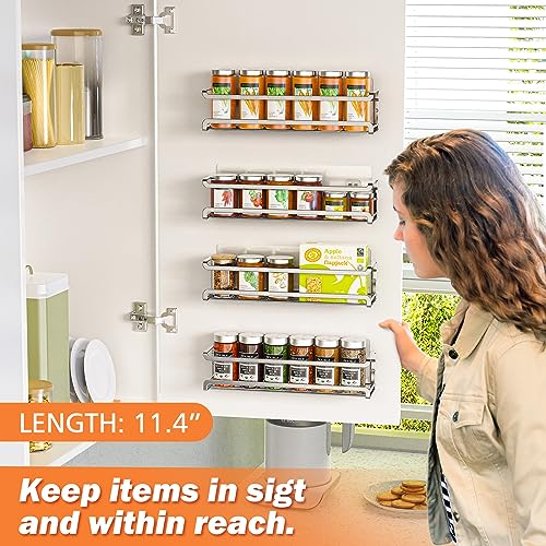 Wall-Mounted Spice Rack Organizer - 4 Pack for Kitchen Spaces ...