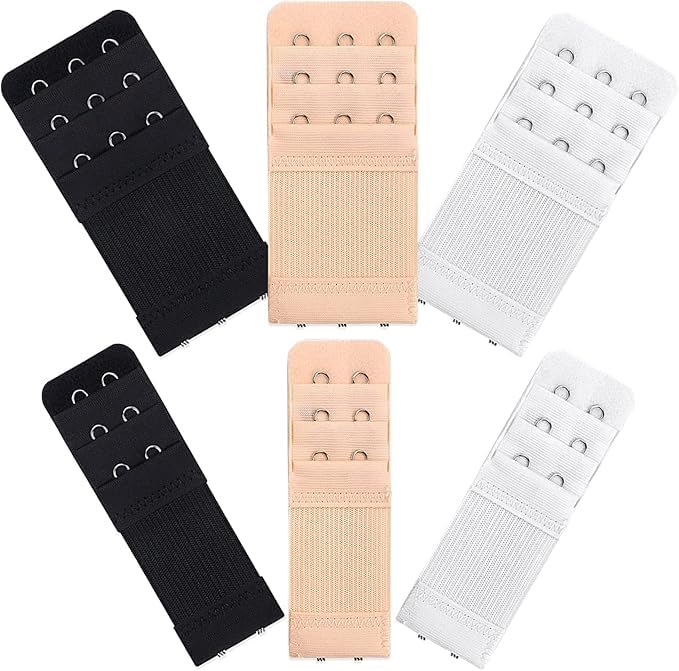 xokit 6 Pieces Bra Extenders for Women - 2 Hook / 3 Hook, Soft Elastic, Comfortable Fit (Black, White, Nude)-picture-22