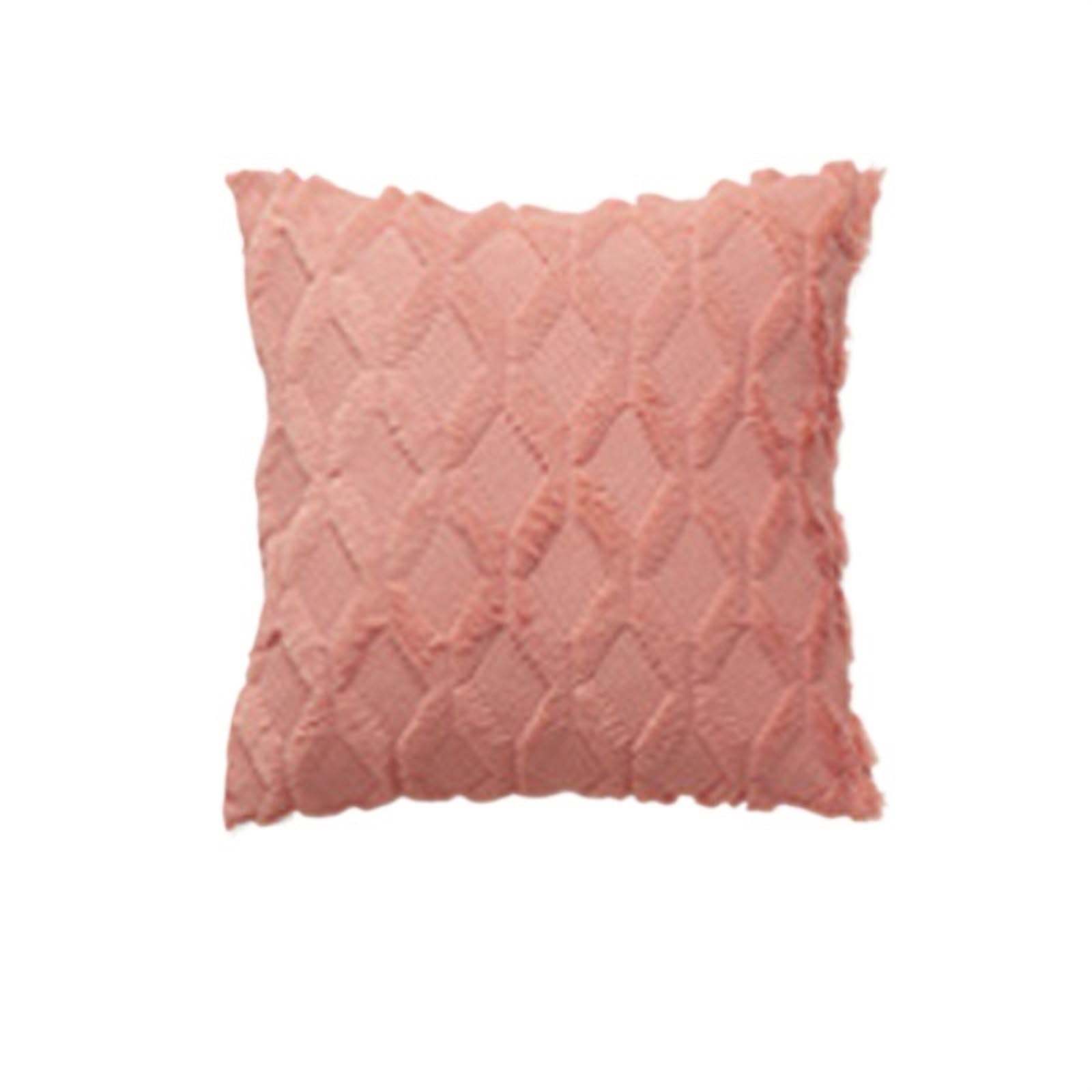 Housse de coussin 40x40 peluche losange taie oreiller douce salon