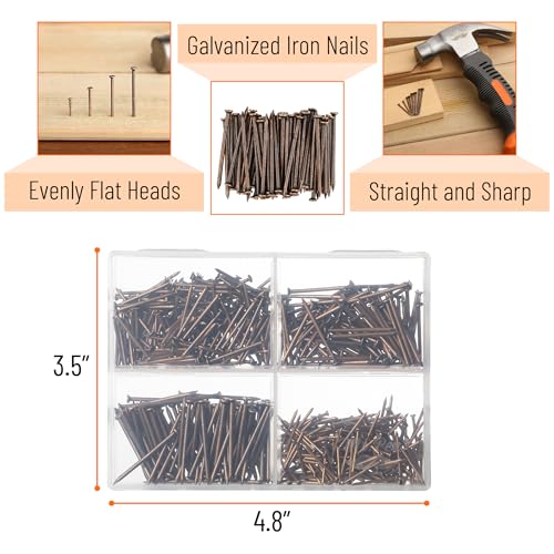 Image of Mr. Pen- Nail Assortment Kit, 600 Pcs, 4 Sizes, Bronze Picture Hangers
