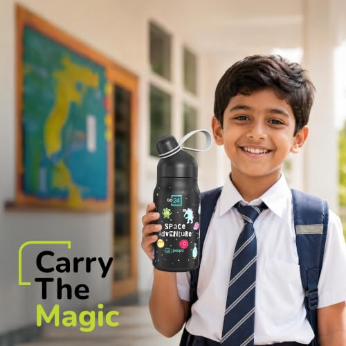 Image of Stainless Steel Water Bottle for School Kids Piano Black - Space