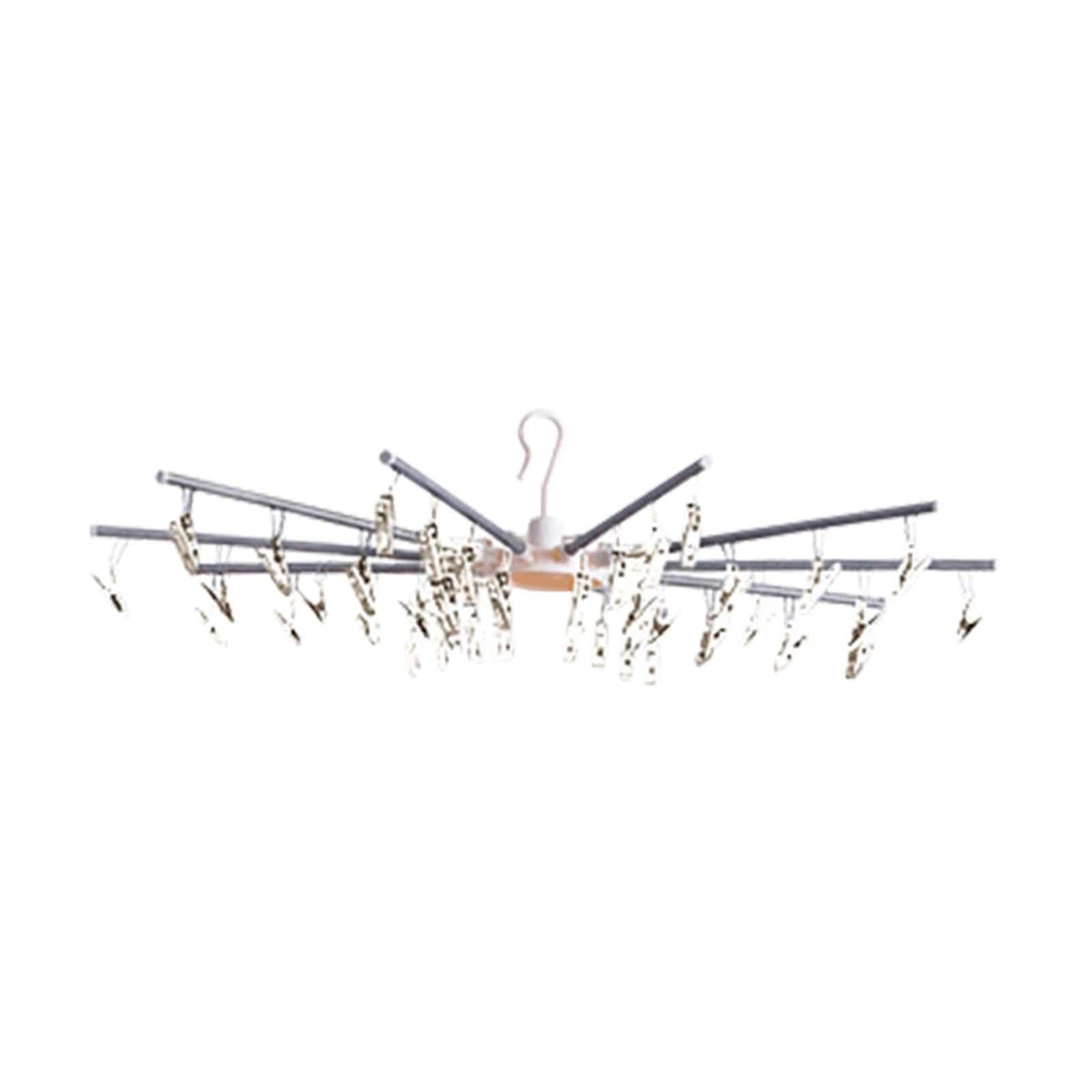 Clothes Rack with 10 Rods and 30 Clips Foldable Hanging Laundry Rack Underwear Hanger for Underwear Gloves Home