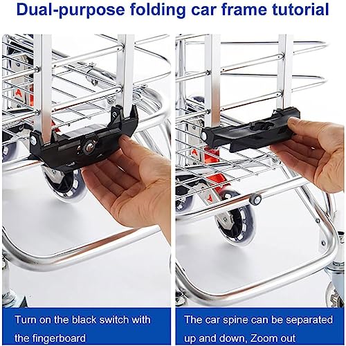 Treppensteigwagen mit 8 Rädern, 360 ° drehbarer Griff, faltbarer Einkaufstrolley mit Abdeckung, 51 kg Kapazität, vielseitiger Rollwagen für Lebensmittellager und Außenbereich – Bild 7
