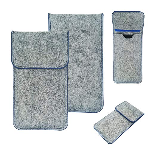 Couverture de protection housse coque gris clair bord bleu Pixel 7a en feutre - 6
