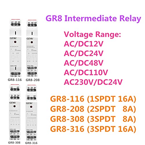 Relais auxiliaire rail Din avec contact inversé 2SPDT mini relais de contrôle AC DC 48V - 7