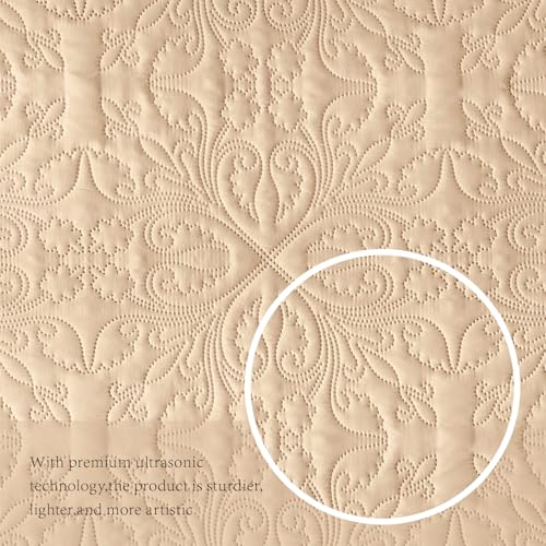 Juego de ropa de cama individual beige akkialla con colcha de microfibra moderna y funda 7