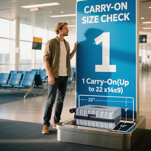 Image of 20 Inch Expandable Carry On Luggage 22x14x9 Airline Approved, Silver | Spinner Wheels, 100% PC Hard Shell,TSA Lock, Smooth Rolling Wheels, Lightweight, Travel for Men and Women